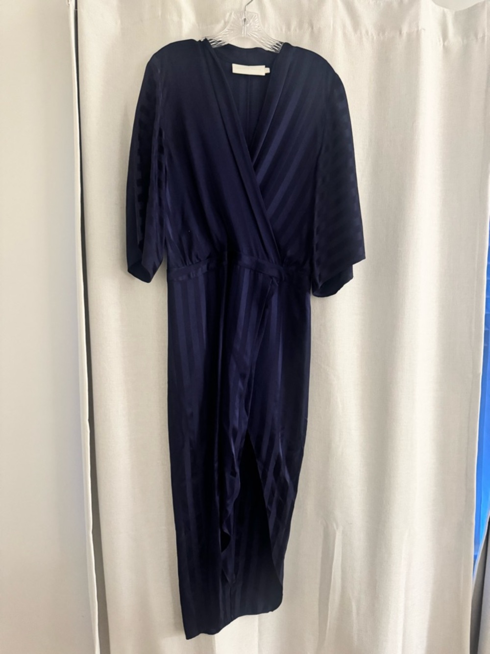 Navy Stripe Faux Wrap dress